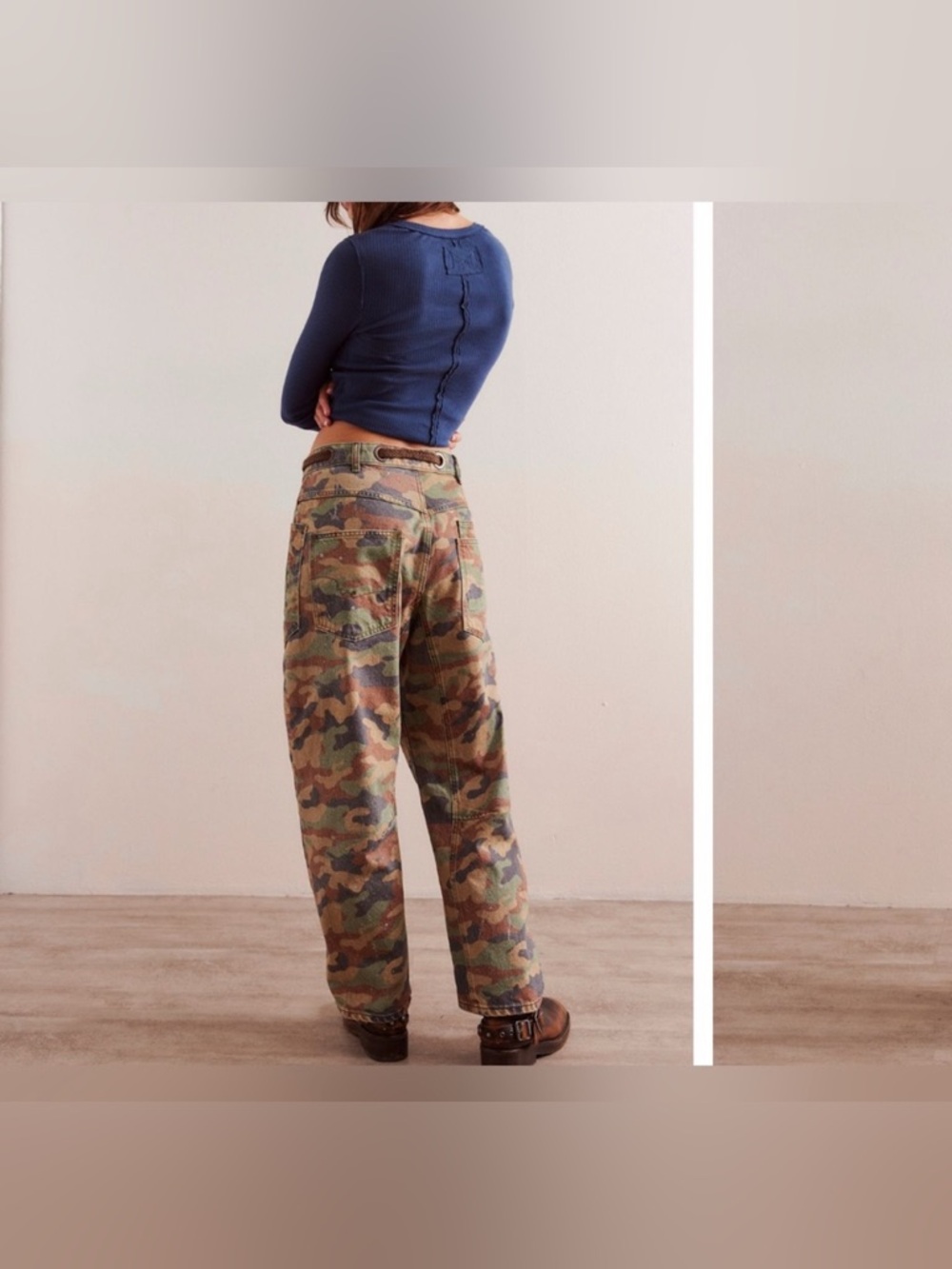 NWOT Free People We The Free Moxie Printed Low-Slung Barrel Jeans Green - 27, 30 - Picture 7 of 14